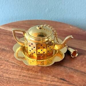 Vintage Mini Gold Teapot Tea Infuser – Decorative Only – Made in England